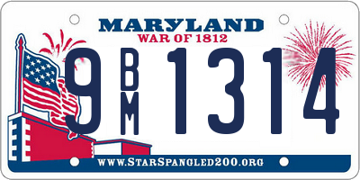 MD license plate 9BM1314