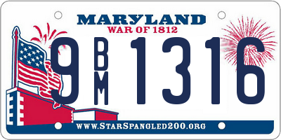 MD license plate 9BM1316