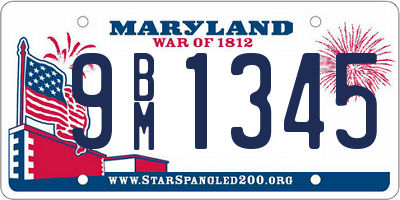 MD license plate 9BM1345