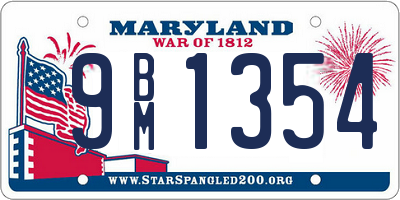 MD license plate 9BM1354