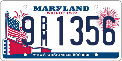 MD license plate 9BM1356