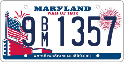 MD license plate 9BM1357