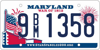 MD license plate 9BM1358