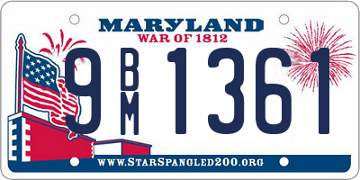 MD license plate 9BM1361