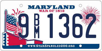 MD license plate 9BM1362