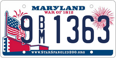 MD license plate 9BM1363