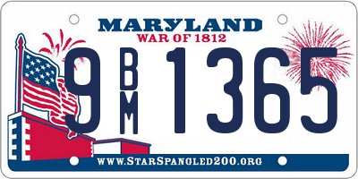 MD license plate 9BM1365