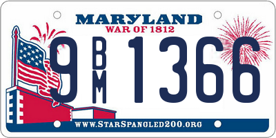 MD license plate 9BM1366