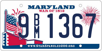 MD license plate 9BM1367