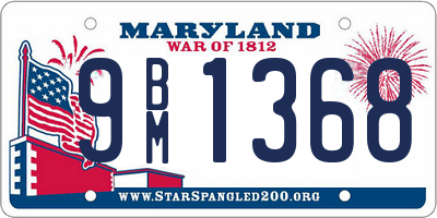 MD license plate 9BM1368