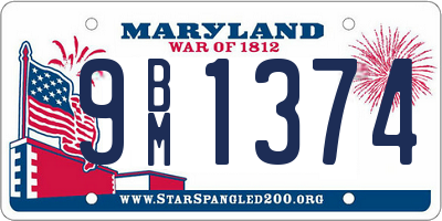 MD license plate 9BM1374