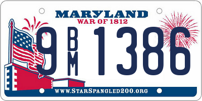 MD license plate 9BM1386