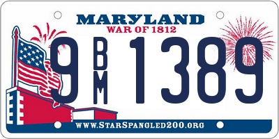 MD license plate 9BM1389