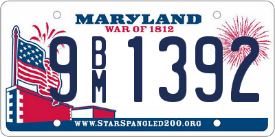 MD license plate 9BM1392
