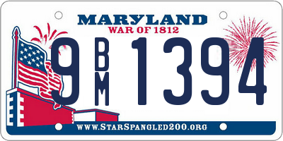 MD license plate 9BM1394