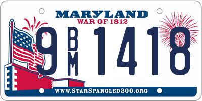 MD license plate 9BM1418