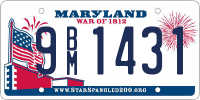 MD license plate 9BM1431