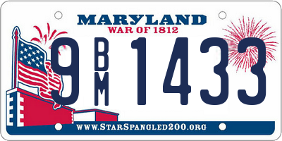 MD license plate 9BM1433