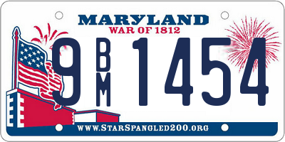 MD license plate 9BM1454