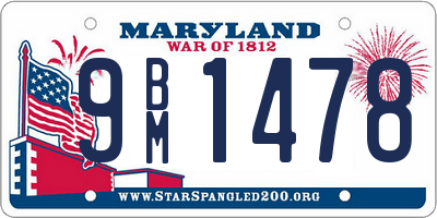 MD license plate 9BM1478