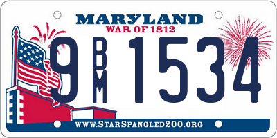 MD license plate 9BM1534