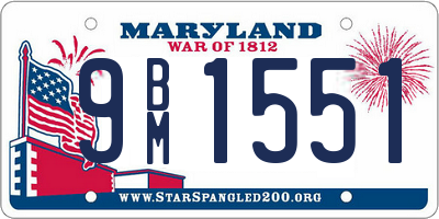 MD license plate 9BM1551