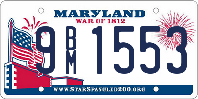 MD license plate 9BM1553