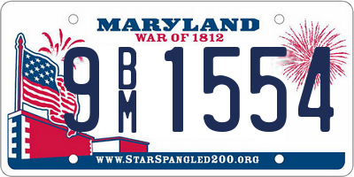 MD license plate 9BM1554