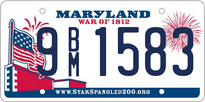 MD license plate 9BM1583