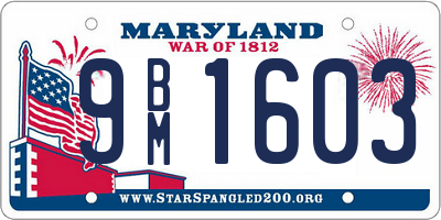 MD license plate 9BM1603