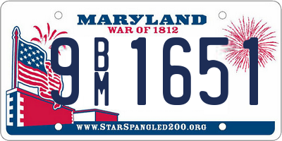 MD license plate 9BM1651