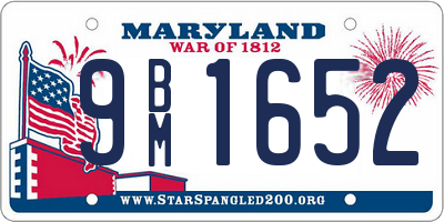 MD license plate 9BM1652