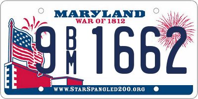 MD license plate 9BM1662