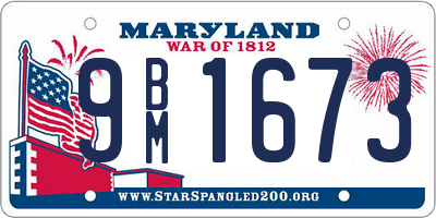 MD license plate 9BM1673