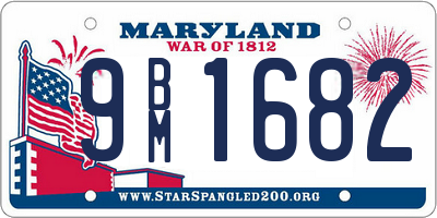 MD license plate 9BM1682