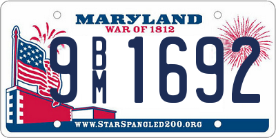 MD license plate 9BM1692