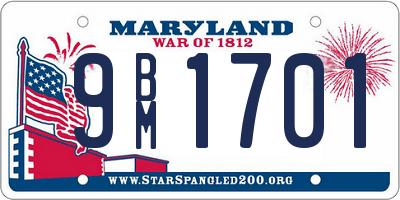 MD license plate 9BM1701