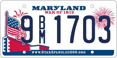 MD license plate 9BM1703