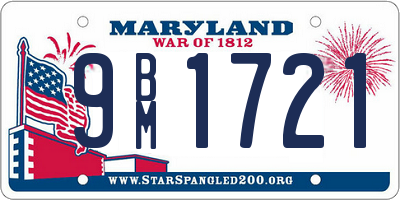 MD license plate 9BM1721