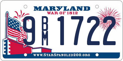 MD license plate 9BM1722