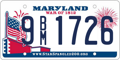 MD license plate 9BM1726