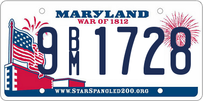 MD license plate 9BM1728