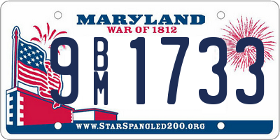 MD license plate 9BM1733