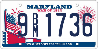 MD license plate 9BM1736