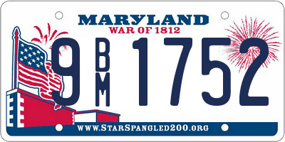 MD license plate 9BM1752