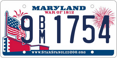 MD license plate 9BM1754