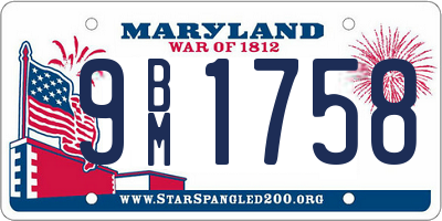 MD license plate 9BM1758