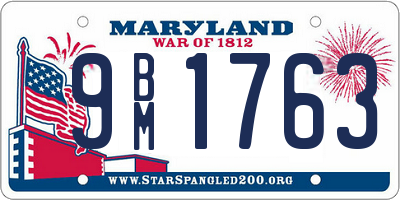 MD license plate 9BM1763