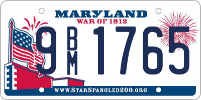 MD license plate 9BM1765