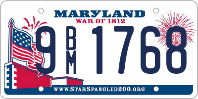 MD license plate 9BM1768